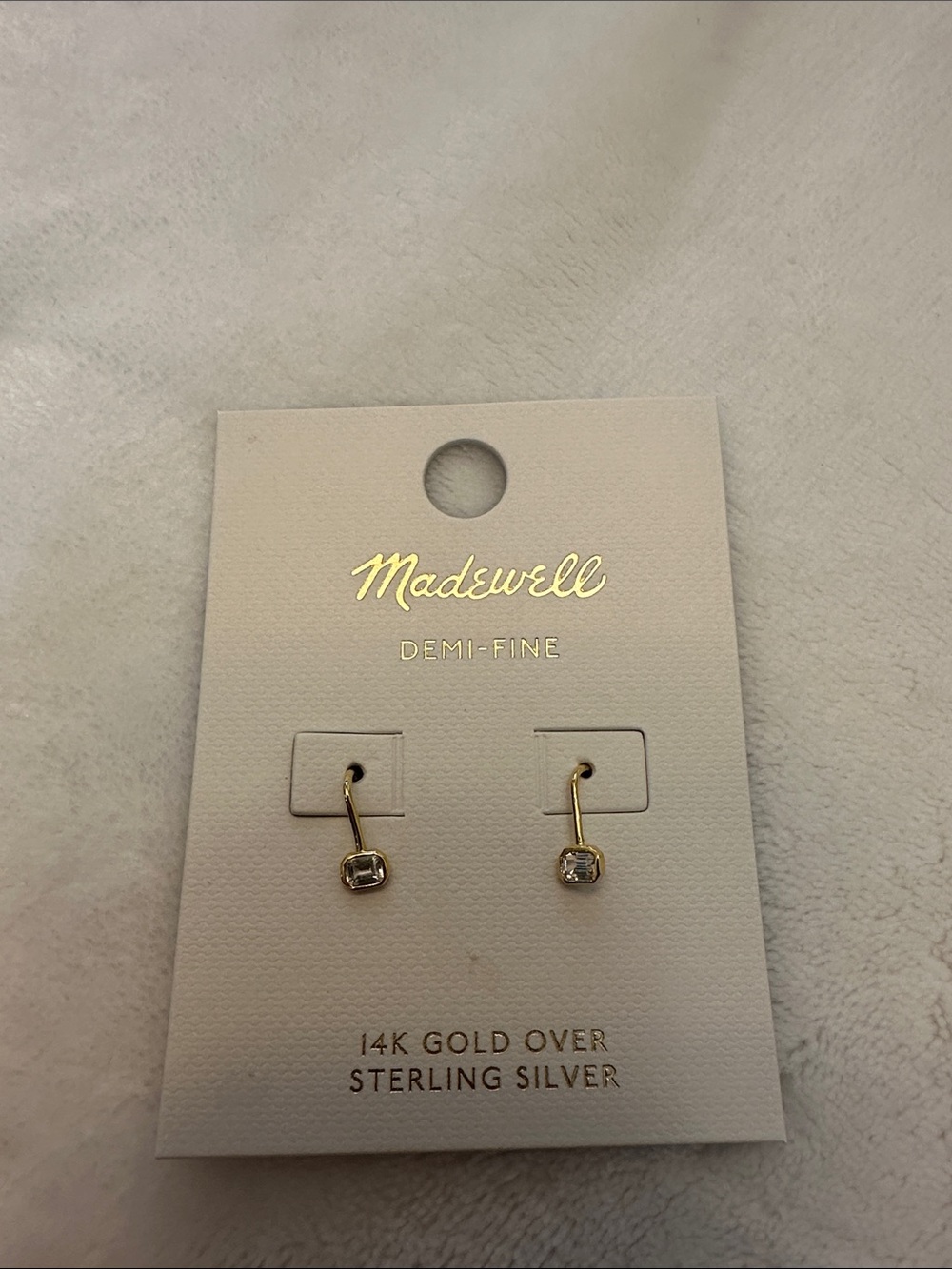 Madewell Demi-fine emerald-cut small drop earrings
